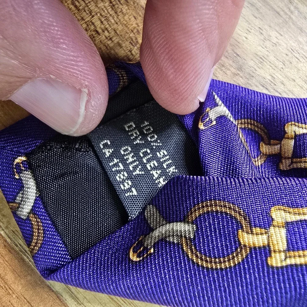Banana Republic Silk Neck Tie Mens Purple Equestrian Horse Bit  Italy Preppy